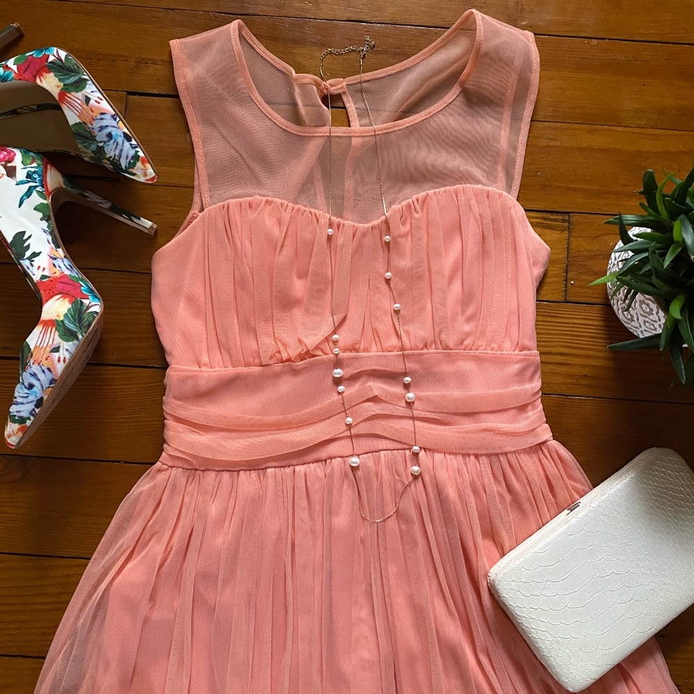 Peach pink spring dress